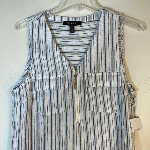 NWT. Ellen Tracy Sleeveless Linen Blend Zipper Utility Top. Small. - Picture 6 of 12